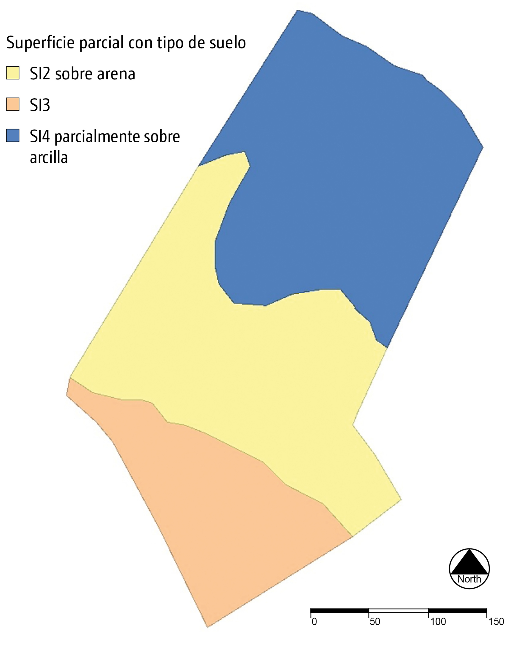 Representación del tipo de suelo específico para superficies parciales tras la fusión de datos. (© AMAZONE: Grafik_Teilflaechenspezifische_Bodenart_d1_250820_GO_es.jpg) Teilfläche mit Bodenart