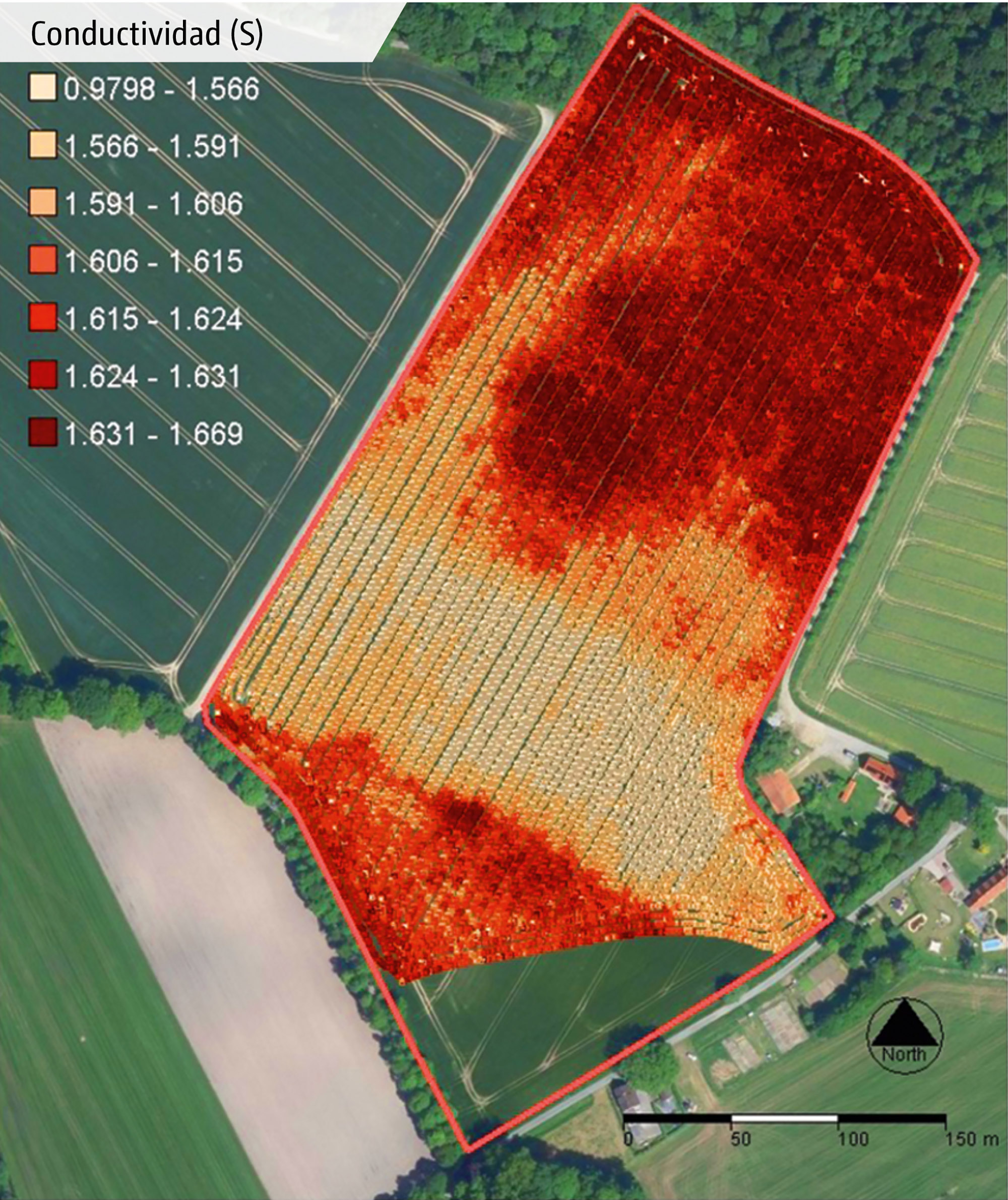SoilDetect proporciona los valores medidos de la conductividad del suelo durante la pasada. (© AMAZONE: Grafik_Bodenleitfaehigkeitsmesswerte_Ueberfahrt_d1_250820_GO_es.jpg) SoilDetect liefert die Bodenleitfähigkeitsmesswerte während der Überfahrt.