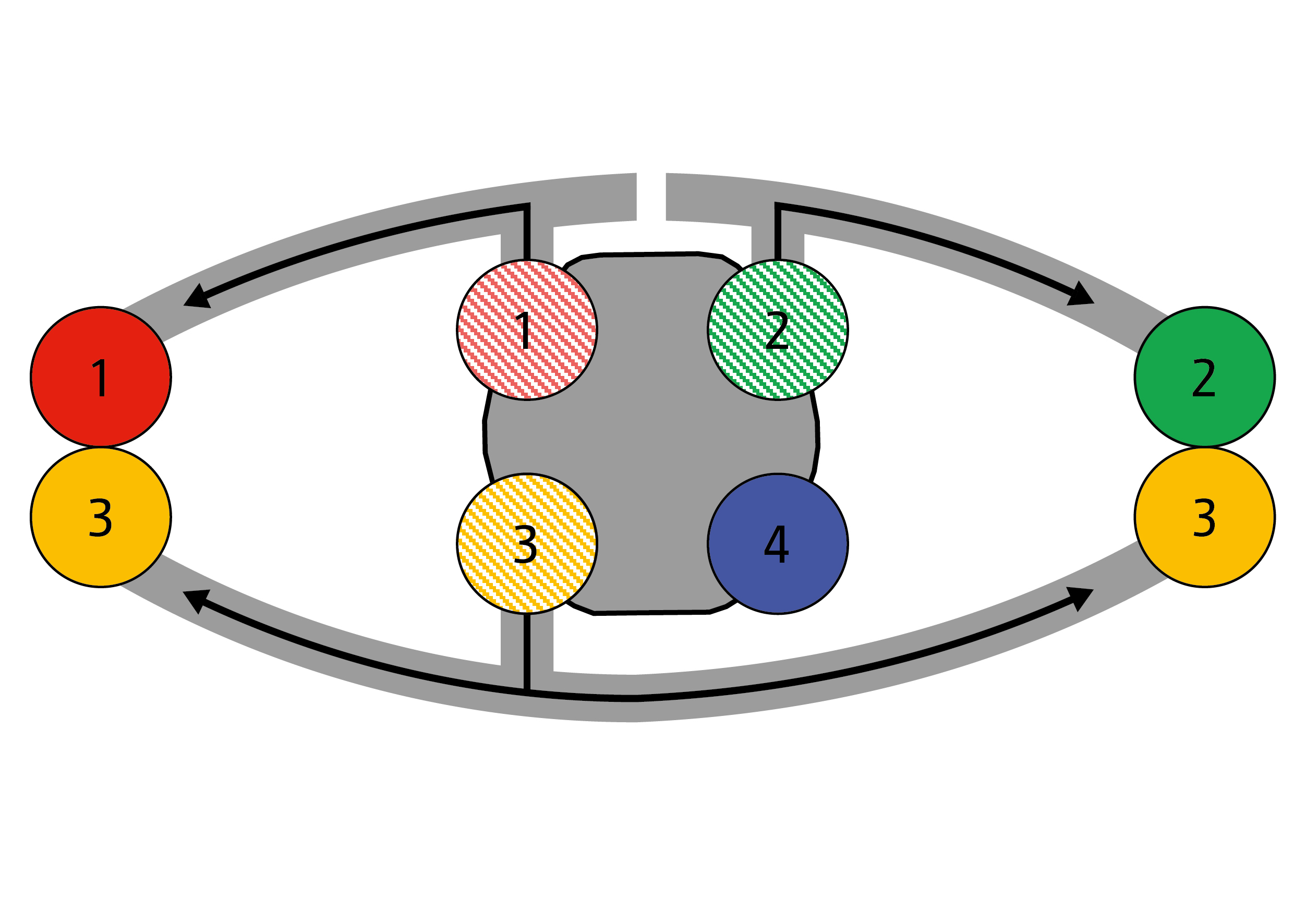 The AmaSelect twin 2-1-2: flow in the direction of the arrow (© AMAZONE: AmaSelect_twin_2-1-2_ppt_GO.jpg) AmaSelect twin 2-1-2: Aufstieg in Pfeilrichtung